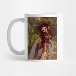 Original Fairy tale Book Art: Anime Girl and Fawn in Pop Surrealist style Mug